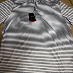 Greg Norman Collection Blue and White Striped Polo